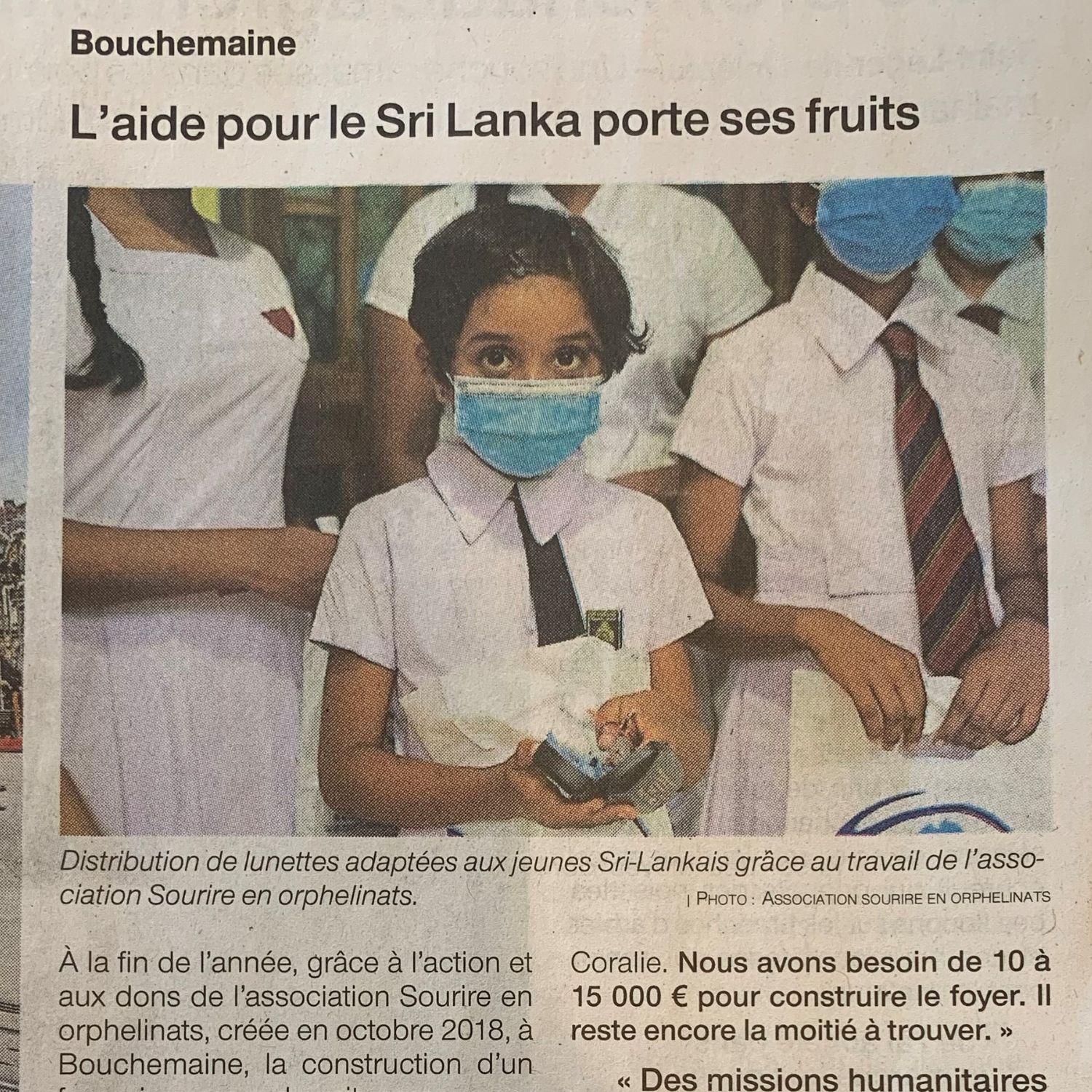 Il y a 4 ans, Ouest France mettait en lumière Sourire en orphelinats